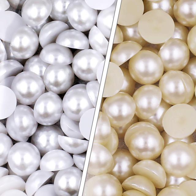 White Ivory Beige 2/3/4/6/8/10mm-25mm all sizes Imitation Pearl ABS Plastic  Half Round Loose Bead For Nail Art DIY Craft Garment - AliExpress